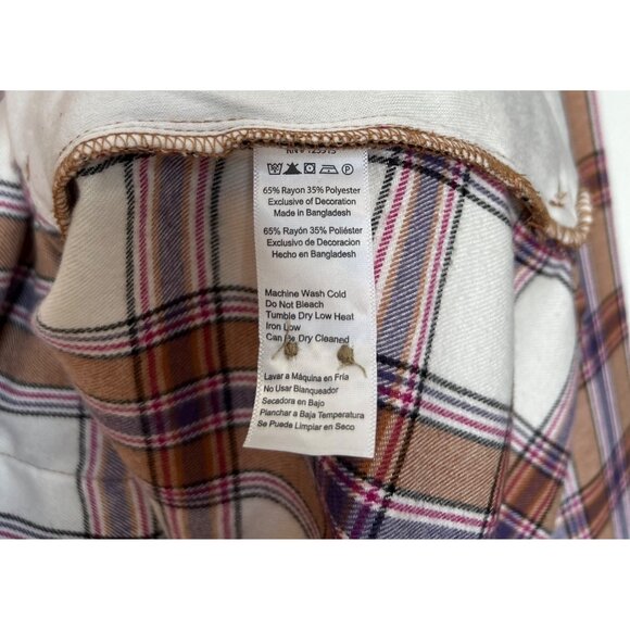Jachs Girlfriend Women Plaid Button-Up Long Sleeve Shirt Size L  NWOT - Picture 5 of 9